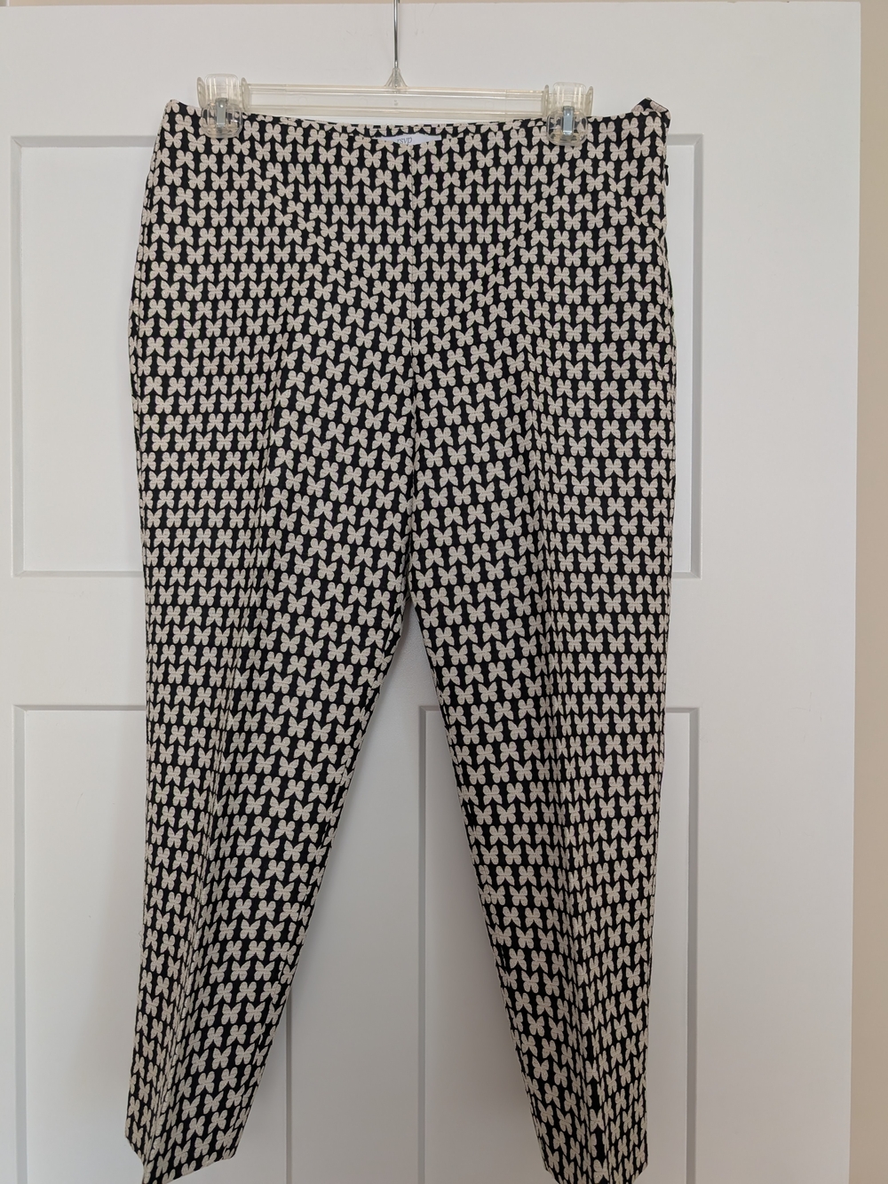 Talbots Black and White Cropped Patterned Pants